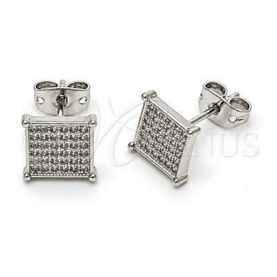 White Gold Filled Stud Earring, with White Micro Pave, Polished, Rhodium Finish, 02.342.0047.1
