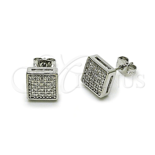 Rhodium Plated Stud Earring, with White Cubic Zirconia, Polished, Rhodium Finish, 02.342.0028.1