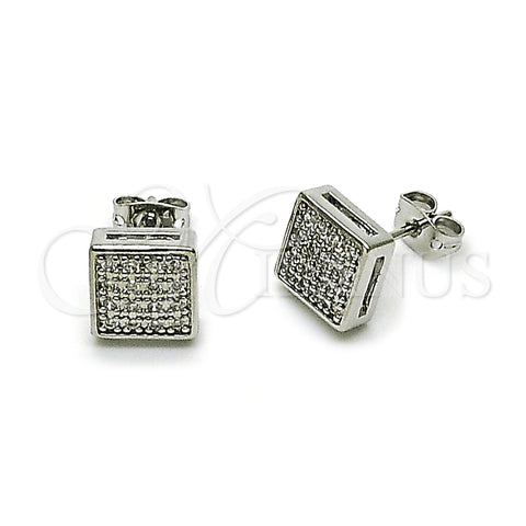 Rhodium Plated Stud Earring, with White Cubic Zirconia, Polished, Rhodium Finish, 02.342.0028.1
