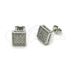 Rhodium Plated Stud Earring, with White Cubic Zirconia, Polished, Rhodium Finish, 02.342.0028.1