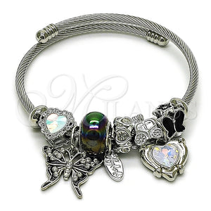 Stainless Steel Jewelry — Individual Bangle Butterfly and Heart Design with Aurore — main product view — SKU 163333 | Acero Inoxidable joyería — Individual Bangle mariposa and corazón diseño with Aurore — SKU 163333