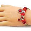 Stainless Steel Individual Bangle, Heart and Apple Design, with Garnet and Aurore Boreale Crystal, Polished, Golden Finish, 07.442.0012 (03 MM Thickness, One size fits all)