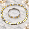 Stainless Steel Necklace and Bracelet, Hugs and Kisses and Heart Design, Polished, Two Tone, 06.231.0034.1