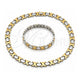 Stainless Steel Necklace and Bracelet, Hugs and Kisses and Heart Design, Polished, Two Tone, 06.231.0034.1