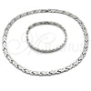 Stainless Steel Necklace and Bracelet, Hugs and Kisses Design, Polished, Steel Finish, 06.231.0035