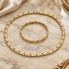 Stainless Steel Necklace and Bracelet, Hugs and Kisses Design, Polished, Golden Finish, 06.231.0035.2