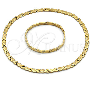 Stainless Steel Bracelet — Necklace and Bracelet Hugs and Kisses Design Polished — main product view — SKU 163354 | Acero Inoxidable brazalete — Necklace and Bracelet Hugs and Kisses diseño pulido — SKU 163354