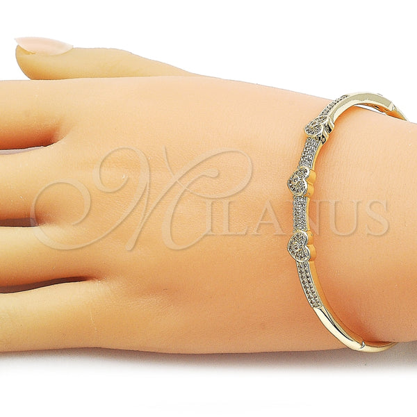 Gold Filled Jewelry — Individual Bangle Heart Design with White Micro Pave — alternate product view — SKU 163356 | Oro Laminado joyería — Individual Bangle corazón diseño with blanco Micro Pave — SKU 163356