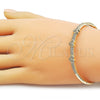 Oro Laminado Individual Bangle, Gold Filled Style Heart Design, with White Micro Pave and White Cubic Zirconia, Polished, Golden Finish, 07.283.0007.04 (Thickness, Size 4 (2.25 Diameter))