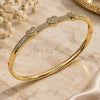 Oro Laminado Individual Bangle, Gold Filled Style Heart Design, with White Micro Pave and White Cubic Zirconia, Polished, Golden Finish, 07.283.0007.04 (Thickness, Size 4 (2.25 Diameter))