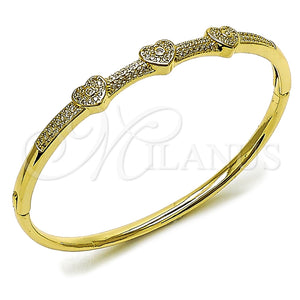 Gold Filled Jewelry — Individual Bangle Heart Design with White Micro Pave — main product view — SKU 163356 | Oro Laminado joyería — Individual Bangle corazón diseño with blanco Micro Pave — SKU 163356