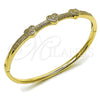 Oro Laminado Individual Bangle, Gold Filled Style Heart Design, with White Micro Pave and White Cubic Zirconia, Polished, Golden Finish, 07.283.0007.04 (Thickness, Size 4 (2.25 Diameter))