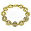 Oro Laminado Fancy Bracelet, Gold Filled Style with White Micro Pave, Polished, Golden Finish, 03.283.0556.07