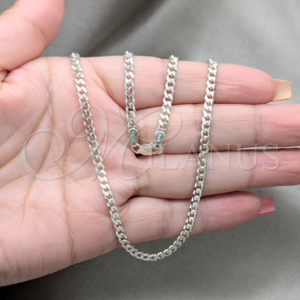 Sterling Silver Necklace — Basic Necklace Curb Design Polished 04. Gauge Thickness — alternate product view — SKU 163371 | Plata 925 collar — básico Necklace Curb diseño pulido 04. Gauge Thickness — SKU 163371