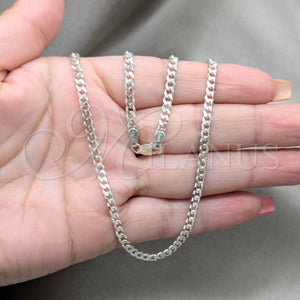 Sterling Silver Necklace — Basic Necklace Curb Design Polished 04. Gauge Thickness — alternate product view — SKU 163371 | Plata 925 collar — básico Necklace Curb diseño pulido 04. Gauge Thickness — SKU 163371