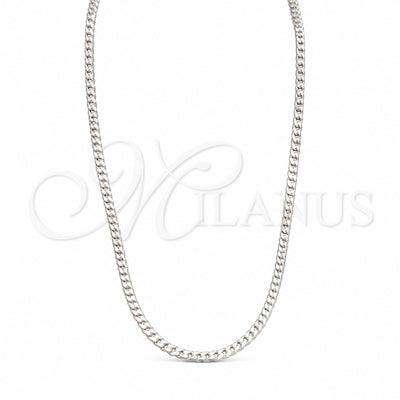 Sterling Silver Basic Necklace, Curb Design, Polished, Silver Finish, 04.433.0007.24 (100 Gauge, Thickness, 24 for wholesale, main product view