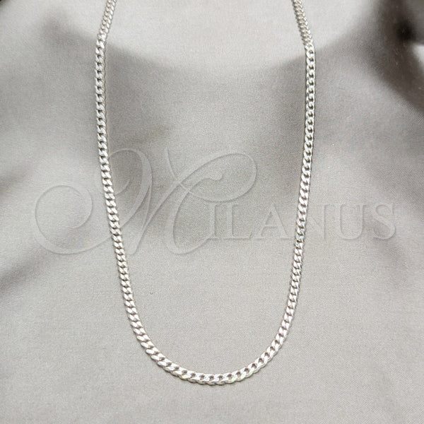 Sterling Silver Necklace — Basic Necklace Curb Design Polished 04. Gauge Thickness — main product view — SKU 163371 | Plata 925 collar — básico Necklace Curb diseño pulido 04. Gauge Thickness — SKU 163371