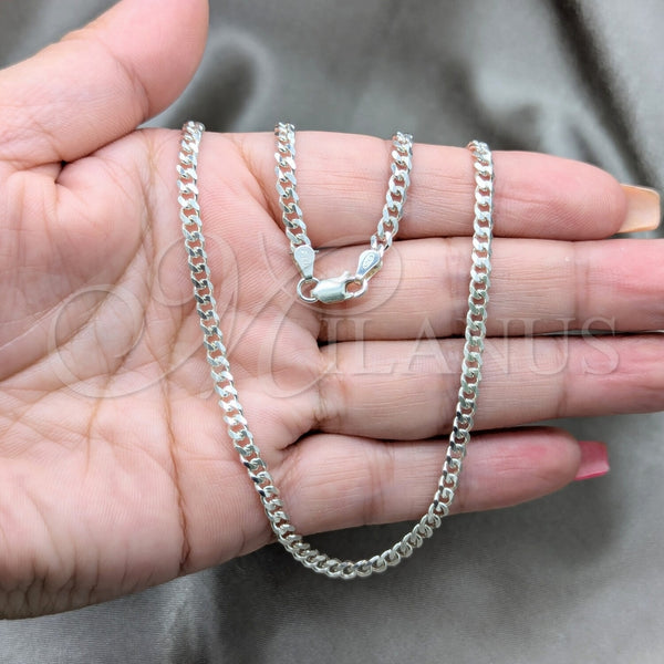 Sterling Silver Necklace — Basic Necklace Curb Design Polished 04. Gauge Thickness — alternate product view — SKU 163372 | Plata 925 collar — básico Necklace Curb diseño pulido 04. Gauge Thickness — SKU 163372