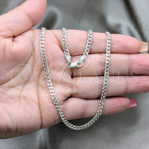 Sterling Silver Necklace — Basic Necklace Curb Design Polished 04. Gauge Thickness — alternate product view — SKU 163372 | Plata 925 collar — básico Necklace Curb diseño pulido 04. Gauge Thickness — SKU 163372