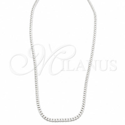 Sterling Silver Basic Necklace, Curb Design, Polished, Silver Finish, 04.433.0007.22 (100 Gauge, Thickness, 22 for wholesale, main product view