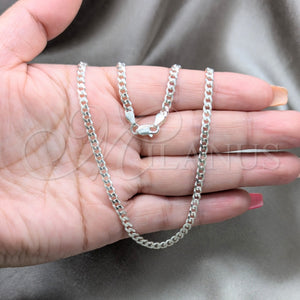 Sterling Silver Necklace — Basic Necklace Curb Design Polished 04. Gauge Thickness — alternate product view — SKU 163373 | Plata 925 collar — básico Necklace Curb diseño pulido 04. Gauge Thickness — SKU 163373