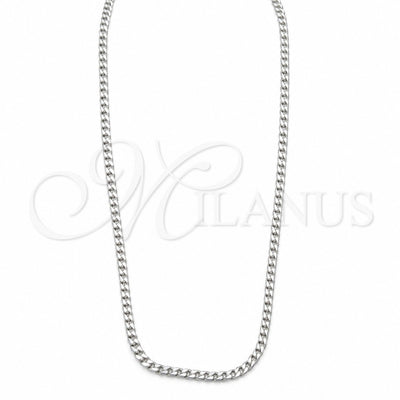 Sterling Silver Basic Necklace, Curb Design, Polished, Silver Finish, 04.433.0007.18 (100 Gauge, Thickness, 18 for wholesale, main product view