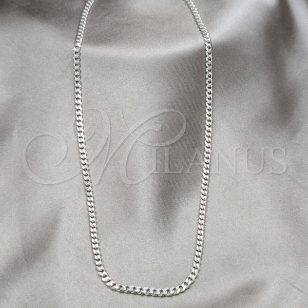 Sterling Silver Necklace — Basic Necklace Curb Design Polished 04. Gauge Thickness — main product view — SKU 163373 | Plata 925 collar — básico Necklace Curb diseño pulido 04. Gauge Thickness — SKU 163373