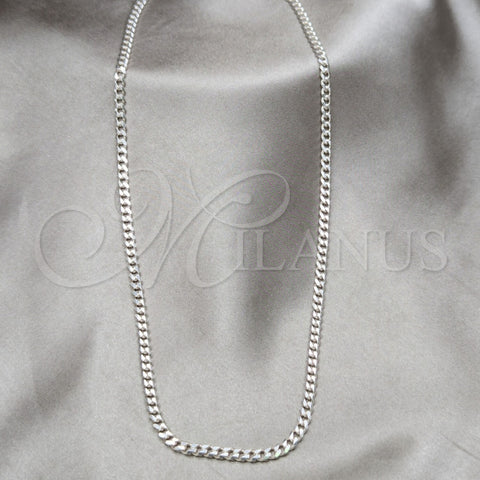 Sterling Silver Basic Necklace, Curb Design, Polished, Silver Finish, 04.433.0007.18 (100 Gauge, Thickness, 18 Inches Length)