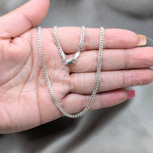 Sterling Silver Necklace — Basic Necklace Curb and Miami Cuban Design Polished — alternate product view — SKU 163374 | Plata 925 collar — básico Necklace Curb and Miami Cuban diseño pulido — SKU 163374