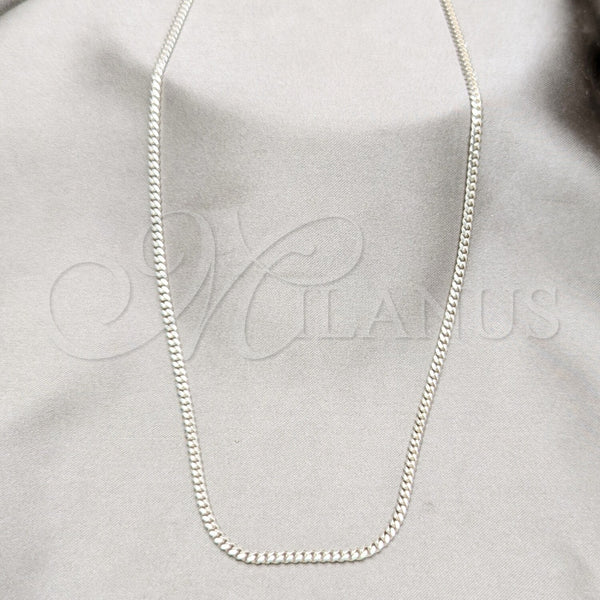Sterling Silver Necklace — Basic Necklace Curb and Miami Cuban Design Polished — main product view — SKU 163374 | Plata 925 collar — básico Necklace Curb and Miami Cuban diseño pulido — SKU 163374
