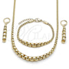 Oro Laminado Necklace and Bracelet, Gold Filled Style Box Design, Polished, Golden Finish, 06.213.0031.16