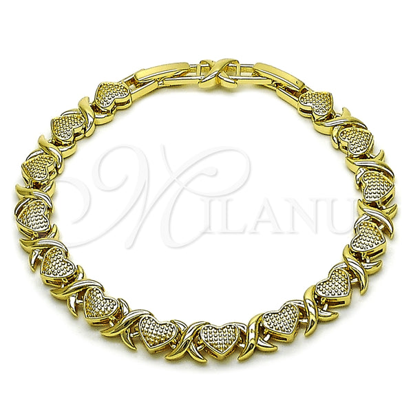 Gold Filled Bracelet — Tennis Bracelet Hugs and Kisses Design Matte 03. — alternate product view — SKU 163386 | Oro Laminado brazalete — Tennis Bracelet Hugs and Kisses diseño Matte 03. — SKU 163386