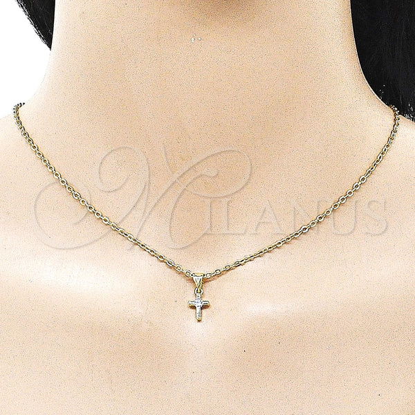 Gold Filled Pendant — Religious Pendant Cross Design with White Cubic Zirconia — alternate product view — SKU 163387 | Oro Laminado dije — Religious Pendant cruz diseño with blanco Cubic Zirconia — SKU 163387