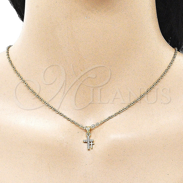 Gold Filled Pendant — Religious Pendant Cross Design with White Cubic Zirconia — alternate product view — SKU 163388 | Oro Laminado dije — Religious Pendant cruz diseño with blanco Cubic Zirconia — SKU 163388