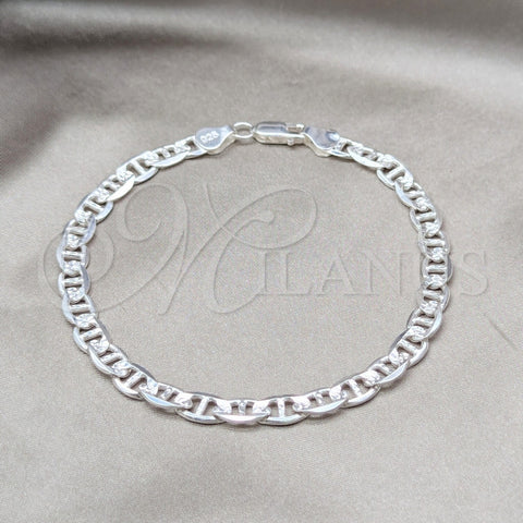 Sterling Silver Basic Necklace, Mariner Design, Diamond Cutting Finish, Silver Finish, 04.431.0005.10 (150 Gauge, Thickness, 10 Inches Length)