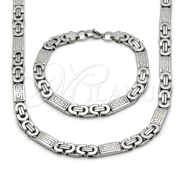 Stainless Steel Bracelet — Necklace and Bracelet Greek Key Design Polished 06. — main product view — SKU 163390 | Acero Inoxidable brazalete — Necklace and Bracelet Greek Key diseño pulido 06. — SKU 163390