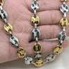 Stainless Steel Necklace and Bracelet, Puff Mariner Design, Polished, Golden Finish, 06.116.0036.22