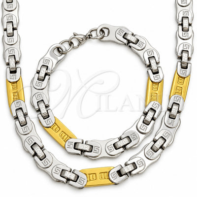 Stainless Steel Necklace and Bracelet, Polished, Golden Finish, 06.116.0083.22