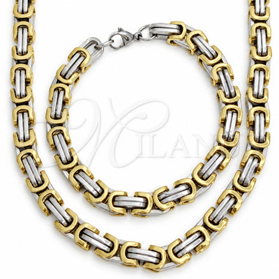 Stainless Steel Necklace and Bracelet, Polished, Golden Finish, 06.116.0080.22