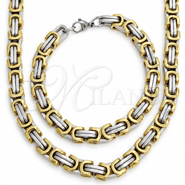 Stainless Steel Necklace and Bracelet, Polished, Golden Finish, 06.116.0080.22