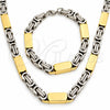 Stainless Steel Necklace and Bracelet, Polished, Golden Finish, 06.116.0078.22