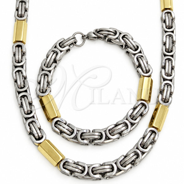 Stainless Steel Necklace and Bracelet, Polished, Golden Finish, 06.116.0075