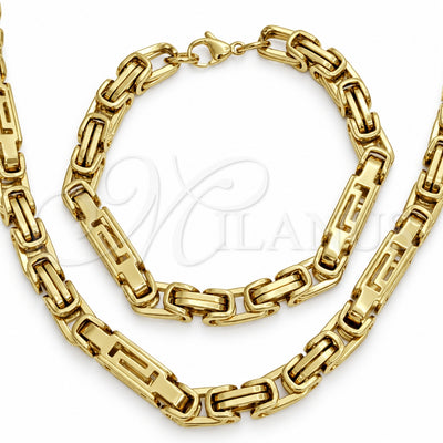 Stainless Steel Necklace and Bracelet, Polished, Golden Finish, 06.116.0069