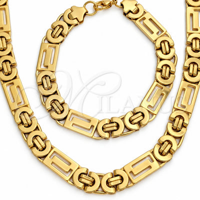 Stainless Steel Necklace and Bracelet, Polished, Golden Finish, 06.116.0070