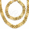 Stainless Steel Necklace and Bracelet, Polished, Golden Finish, 06.116.0070