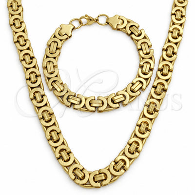 Stainless Steel Necklace and Bracelet, Polished, Golden Finish, 06.116.0072