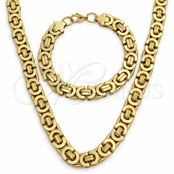 Stainless Steel Necklace and Bracelet, Polished, Golden Finish, 06.116.0072