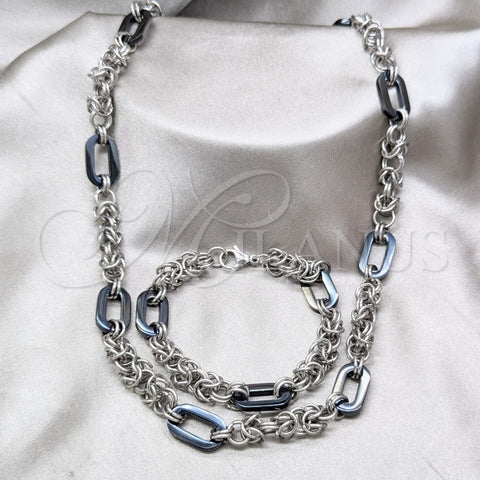 Stainless Steel Necklace and Bracelet, Polished, Steel Finish, 06.116.0092.22