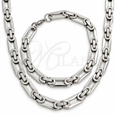 Stainless Steel Necklace and Bracelet, Polished, Steel Finish, 06.116.0018.22