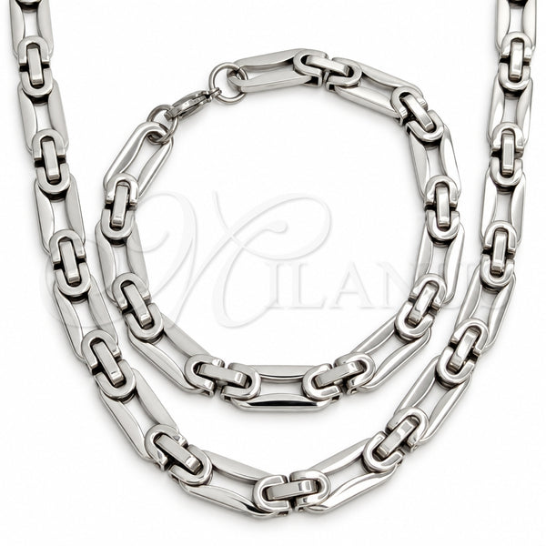 Stainless Steel Necklace and Bracelet, Polished, Steel Finish, 06.116.0018.22